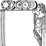 Mujer con placas de cerámica decorativas clip arte vectorial