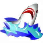 Акула Дайвинг из моря векторной графики
