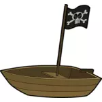 Barco pirata pequeno com um sinalizador vector graphics