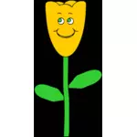 Fleur jaune avec illustration vectorielle sourire