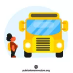 Keltainen koulubussiajoneuvo