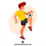 لاعب كرة قدم شاب يركل الكرة