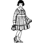 Векторное изображение молодой девушки в платье