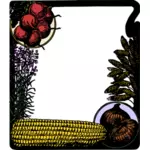 Maïs et oignon cadre dessin vectoriel